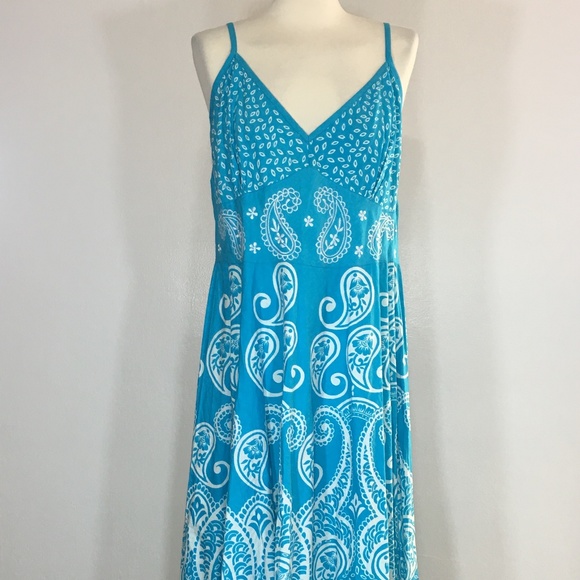 Magic Dresses & Skirts - Magic Sundress Plus Size 2X Blue White Paisley